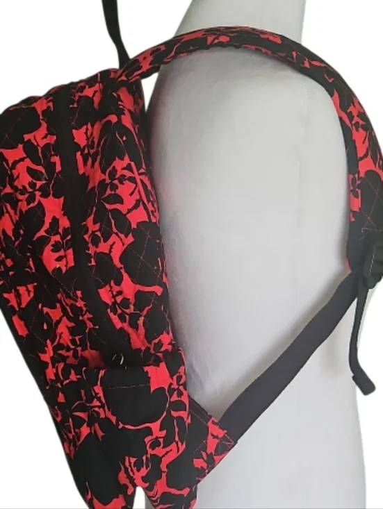 Vera Bradley Quilted Floral Backpack - Red and Black - Picture 3 of 12